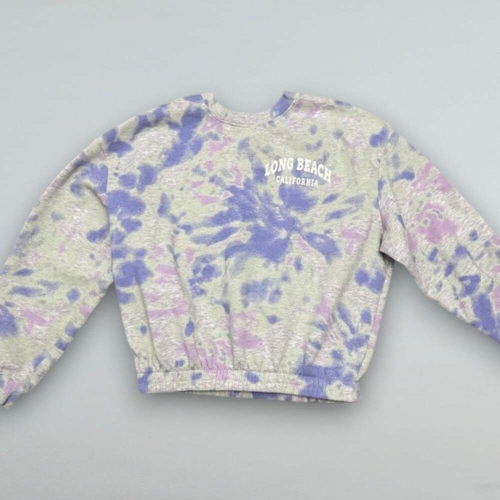 Girls Pastel Tie Dye Long Beach California Crewneck Sweatshirt 16/18